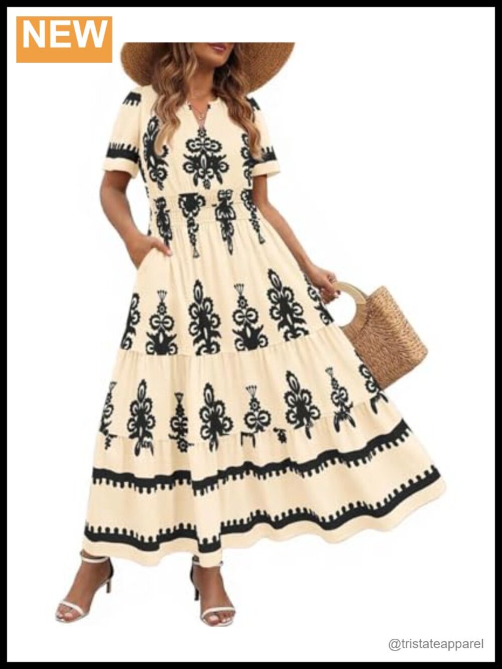 Plus Size Floral Boho Maxi Dress A-Line V-Neck Short Sleeve Summer Sundress